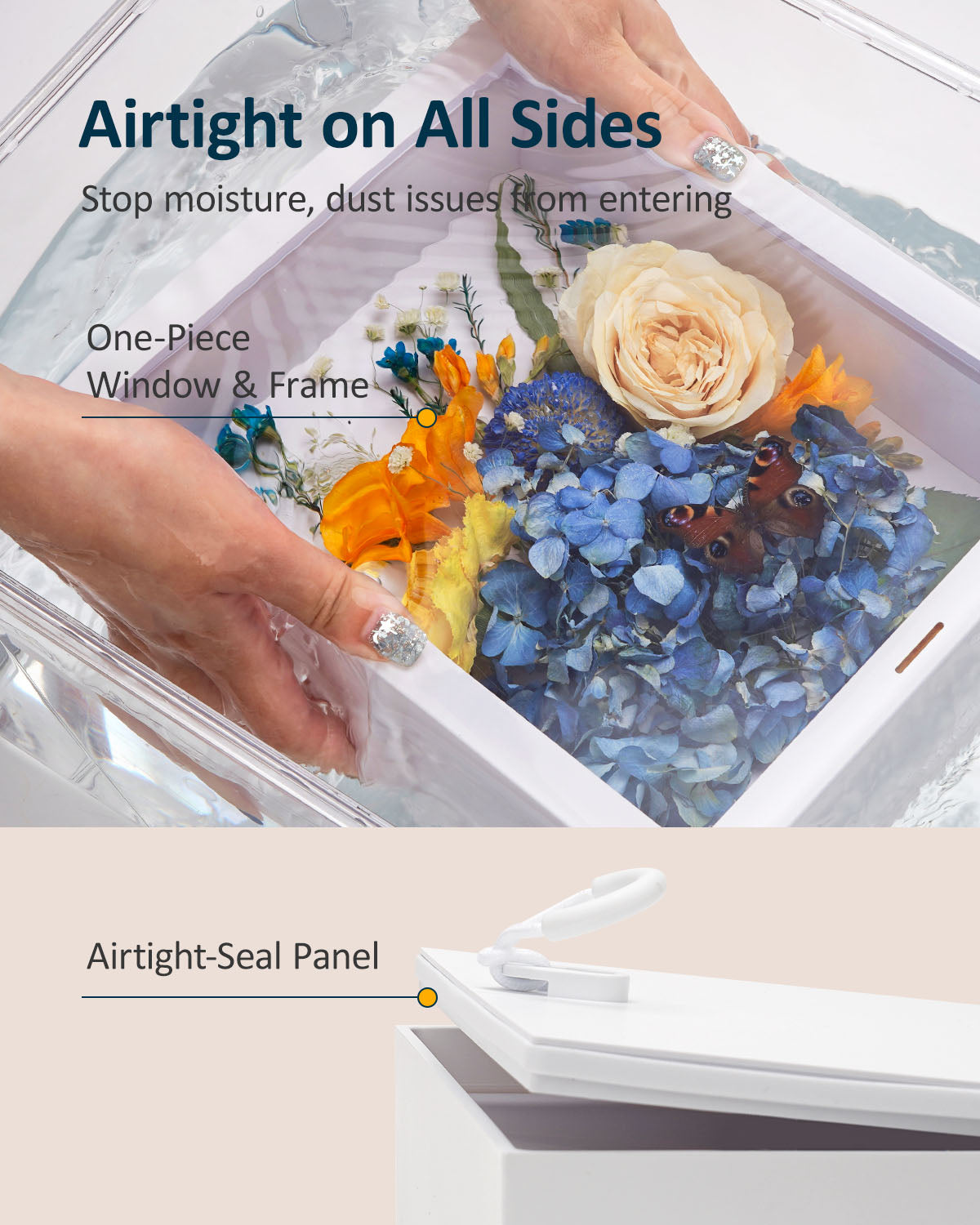 Dried Flower Shadow Box DIY Bundle(Flower Shadow Box + Flower Drying Box + 5 LBS Flower Drying Crystals)