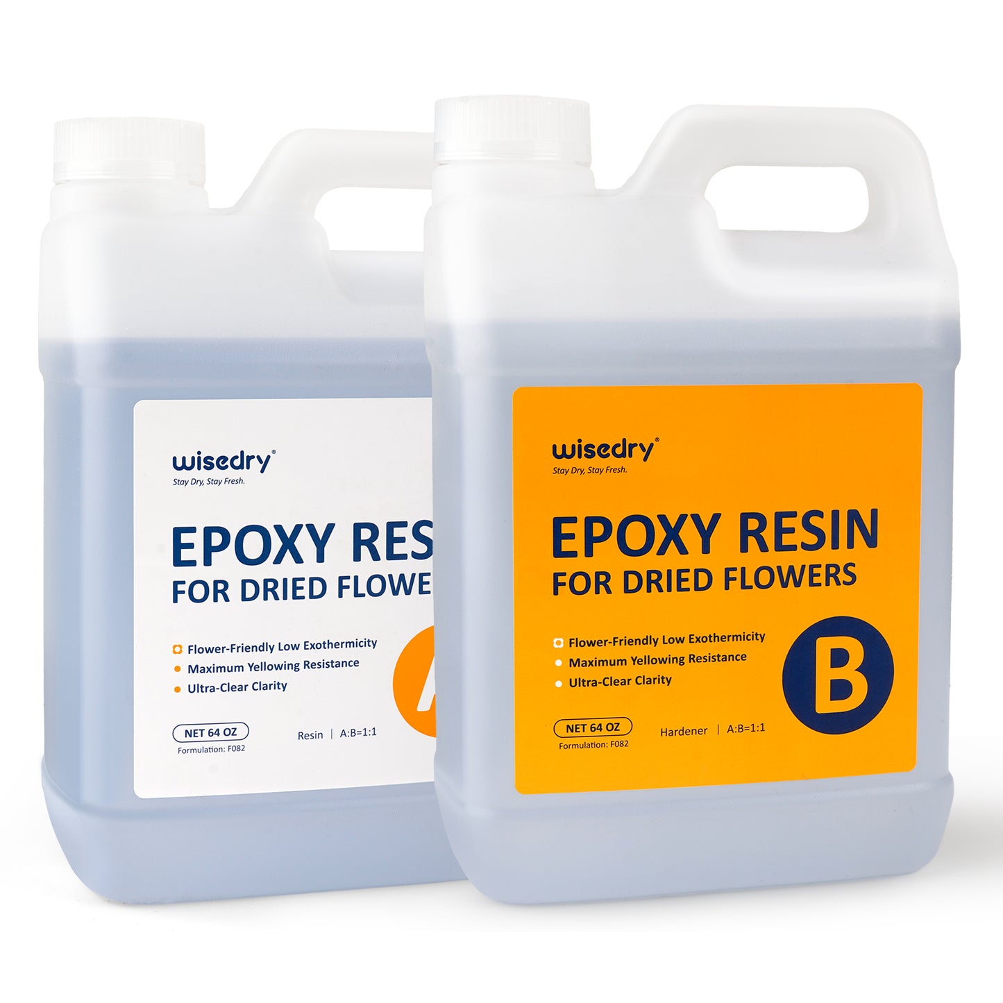 Wisedry epoxy resin for dried flowers with UV resistance, ultra-clear gloss, bubble-free finish, and safe low-heat curing for preserving floral crafts and memories.