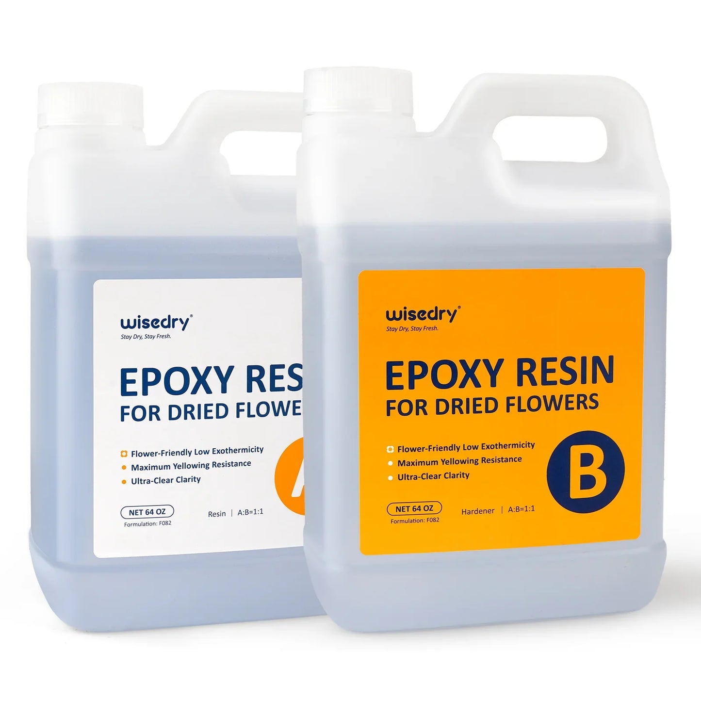 Wisedry epoxy resin for dried flowers with UV resistance, ultra-clear gloss, bubble-free finish, and safe low-heat curing for preserving floral crafts and memories.