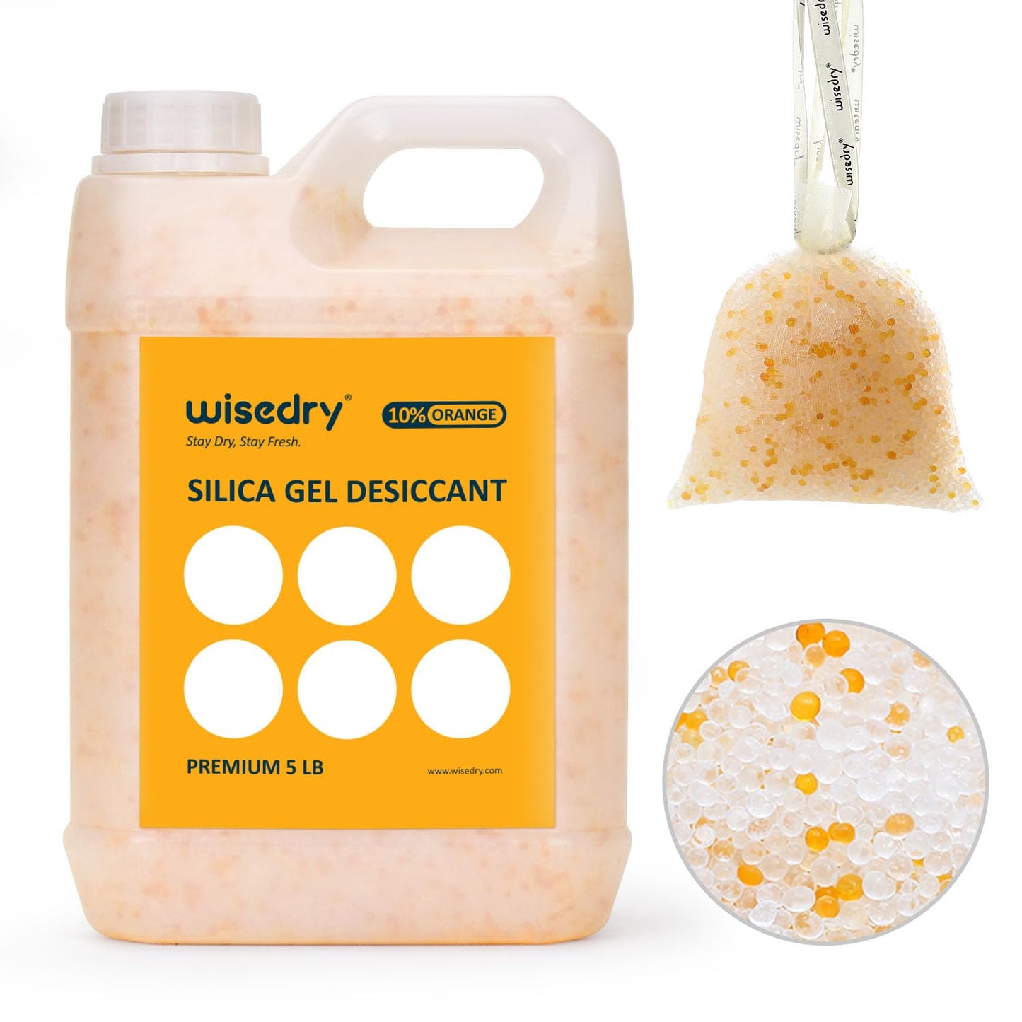 wisedry Reusable Desiccant Beads Silica Gel Dessicant Beads Bulk for 3D Printer Filament, Gun Safe, 2-4 mm, Color Indicating, Rechargeable