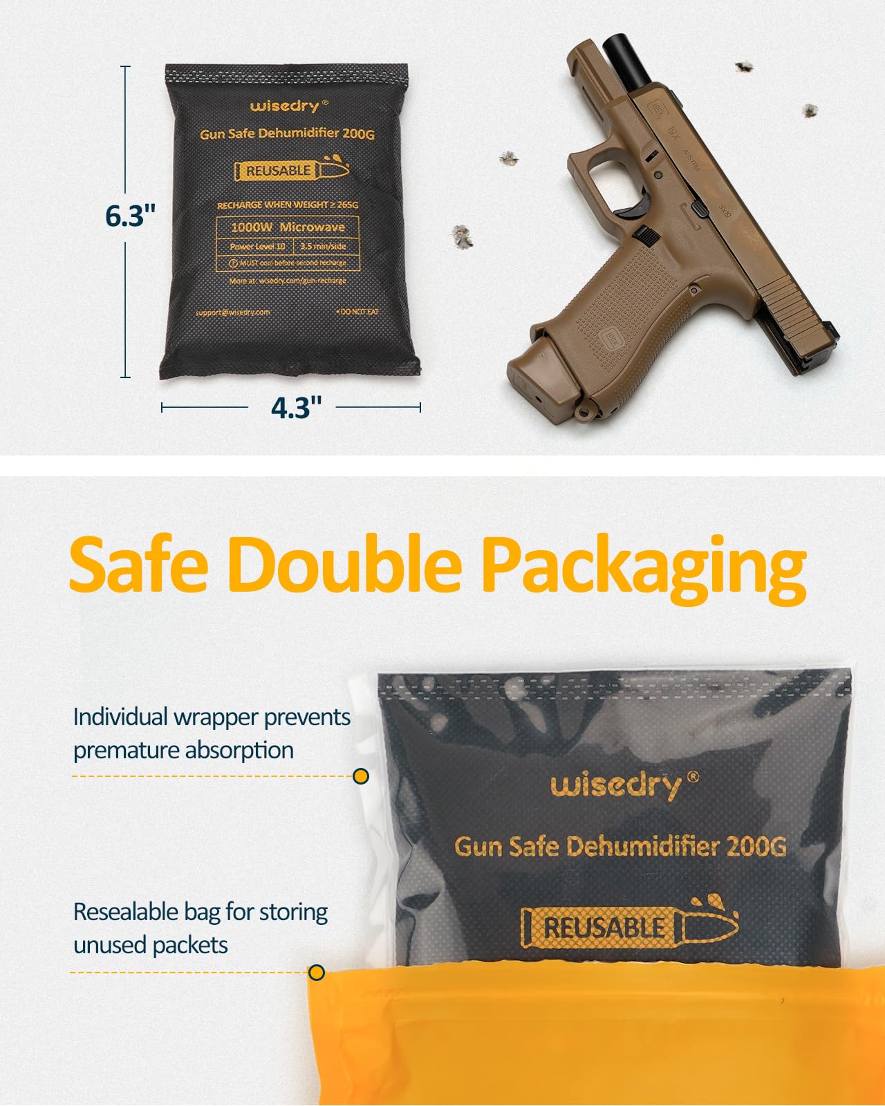 wisedry 200 Grams x 2 Packs Gun Safe Dehumidifier