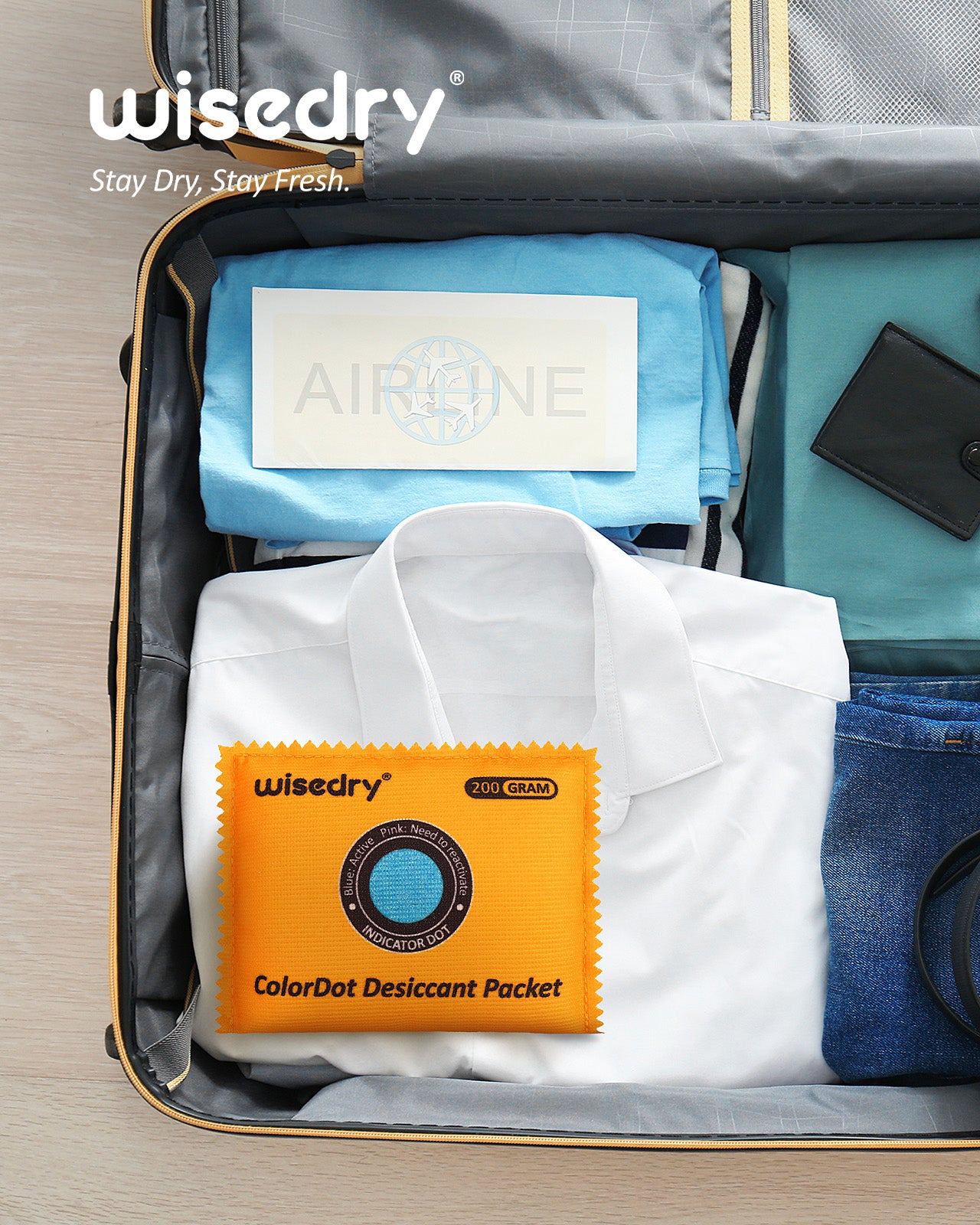 wisedry ColorDot Silica Gel Packets 200g x 3