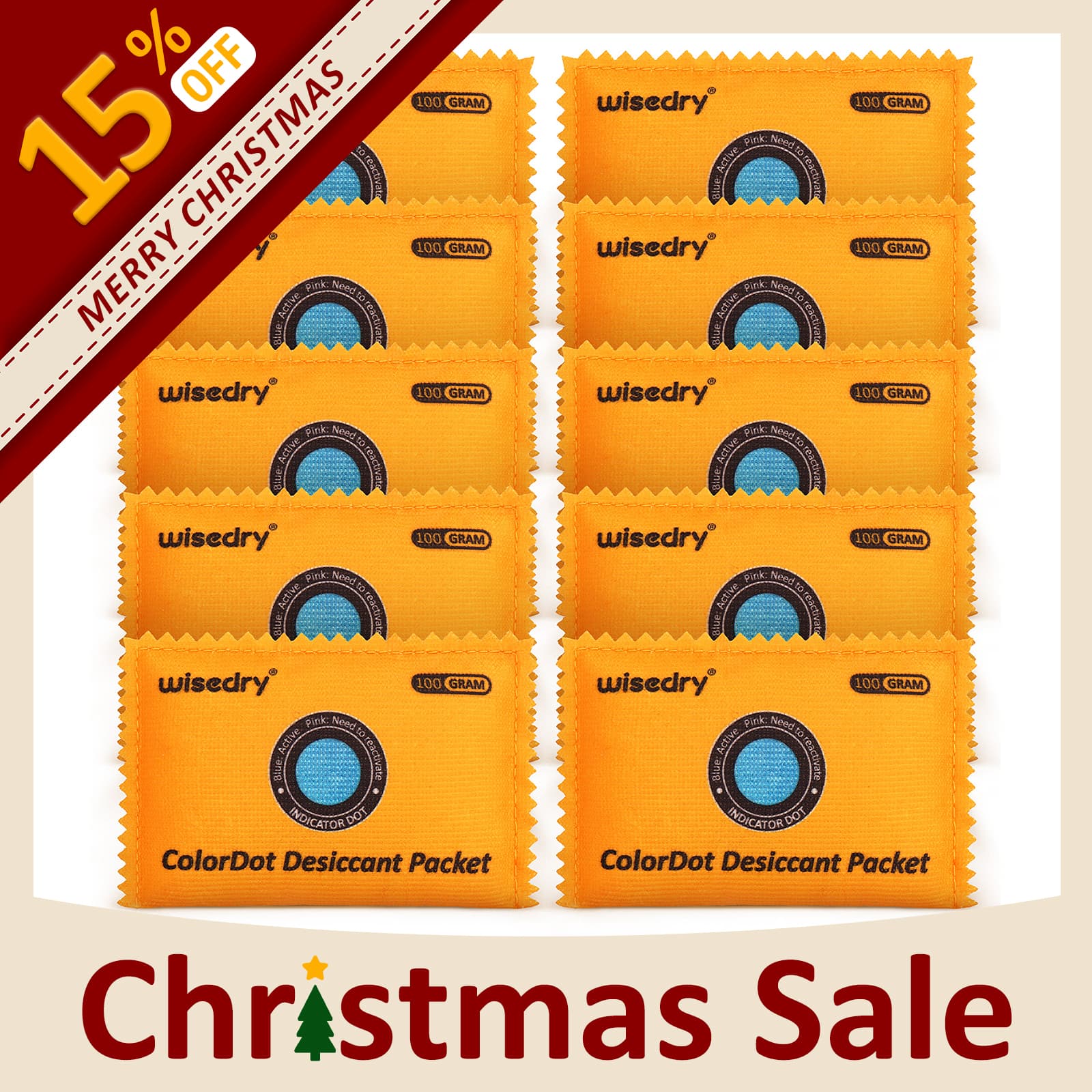 wisedry ColorDot Silica Gel Packets 100g