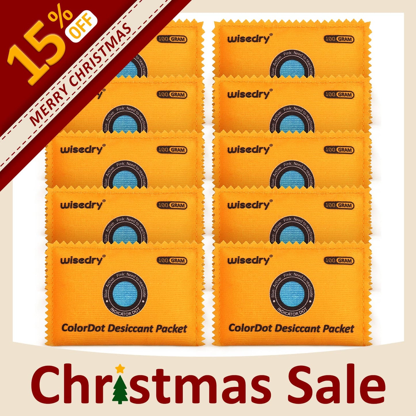 wisedry ColorDot Silica Gel Packets 100g