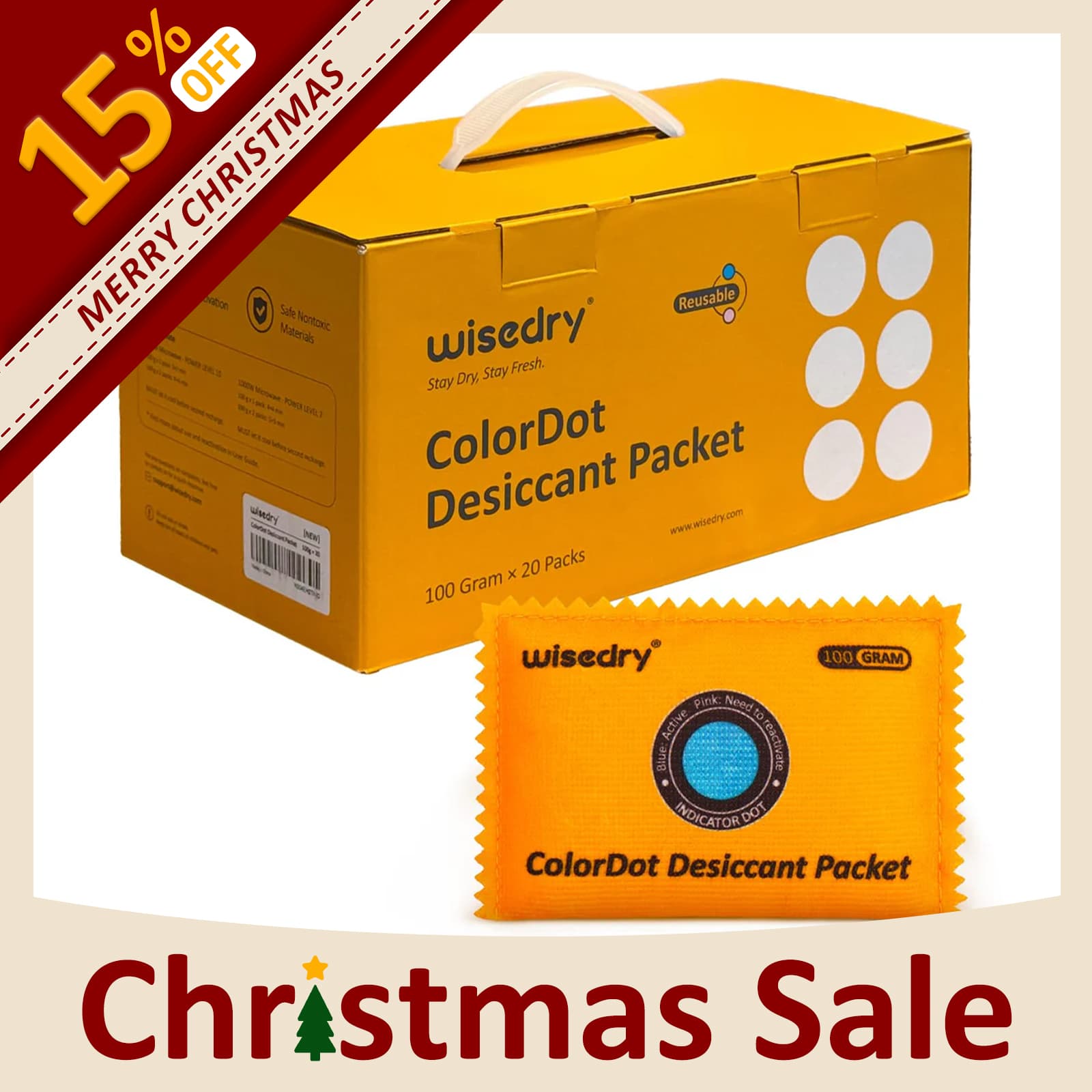 wisedry ColorDot Silica Gel Packets 100g