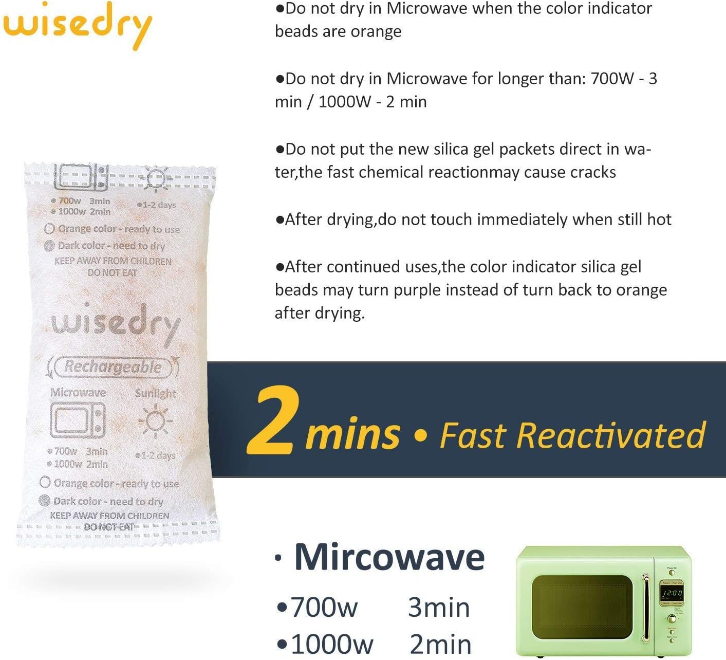 wisedry Silica Gel Sachets 50gX6 Packs