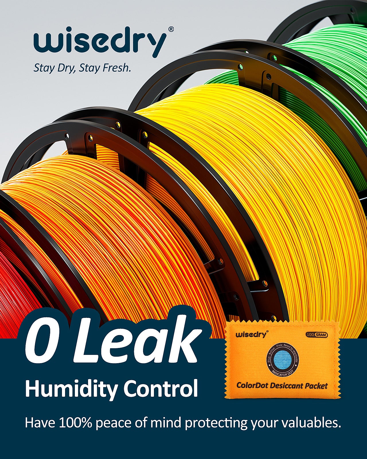 wisedry ColorDot Silica Gel Packets 100g