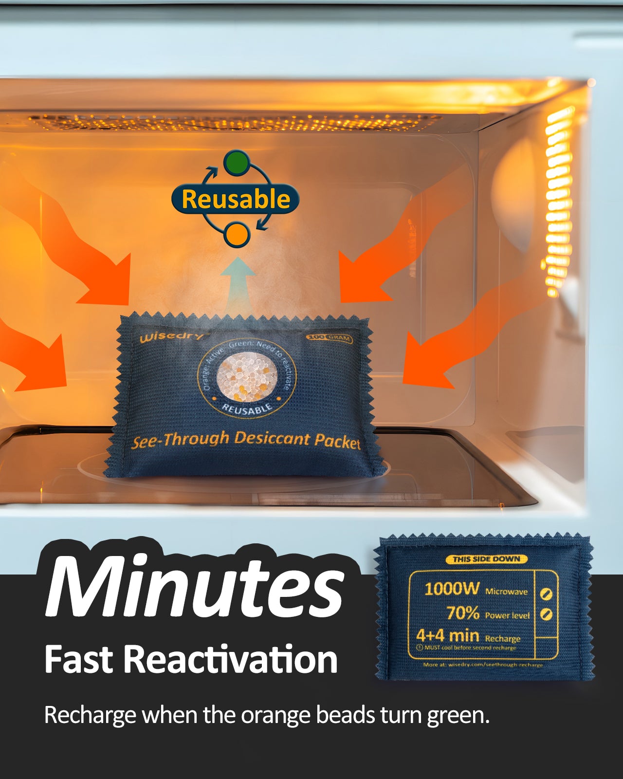 wisedry 100g [10 Packs] See-Through Desiccant Packs