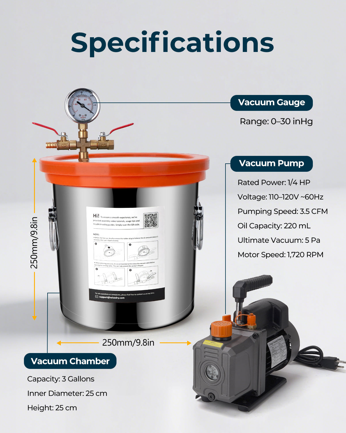 wisedry 3 Gallon Vacuum Chamber Kit