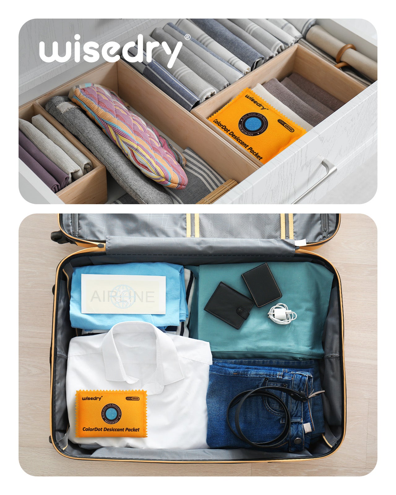 wisedry ColorDot Silica Gel Packets 100g