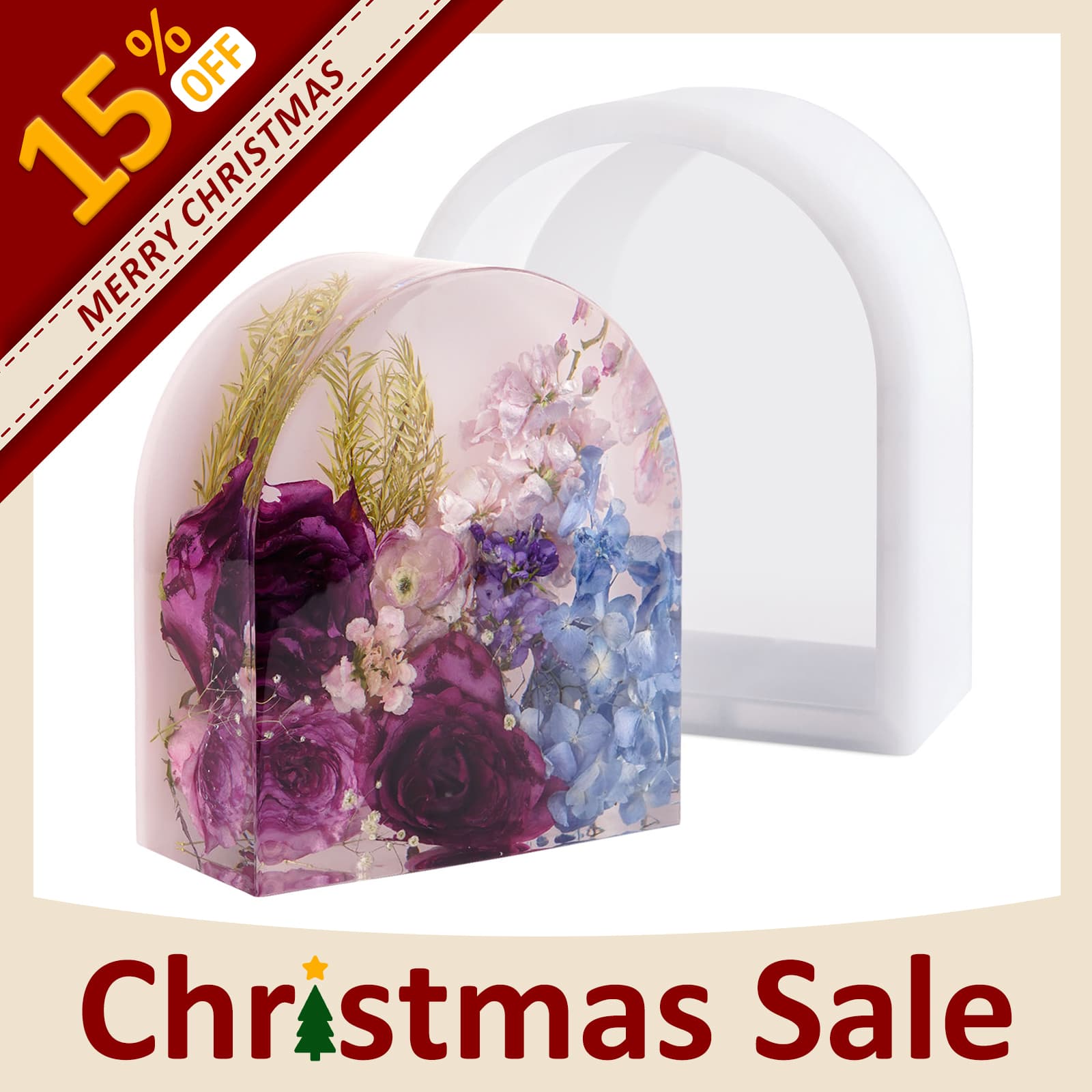 Wisedry deep silicone resin mold with acrylic support blocks, designed for large flowers like roses and sunflowers, perfect for creating durable, professional resin art and crafts.