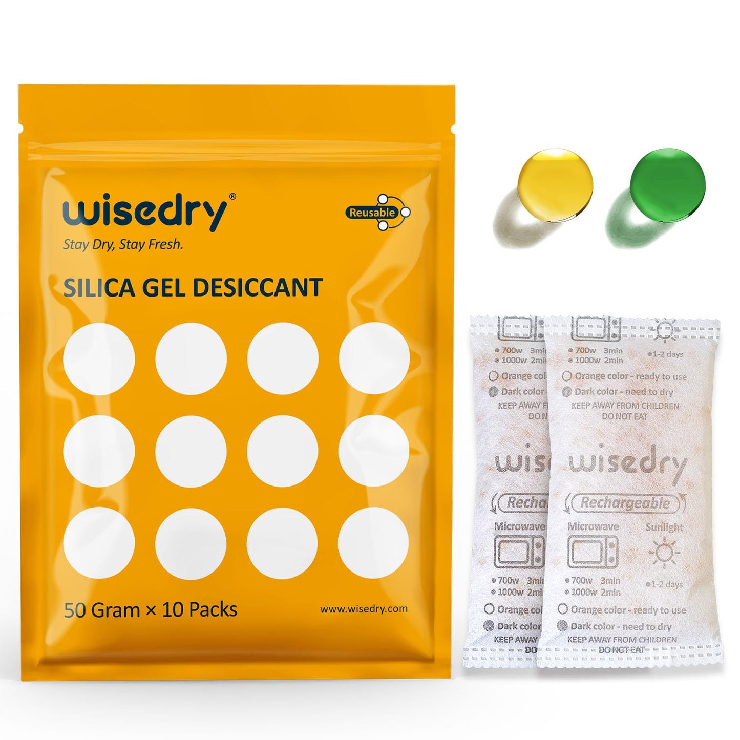 wisedry Silica Gel Sachets 50gX10 Packs